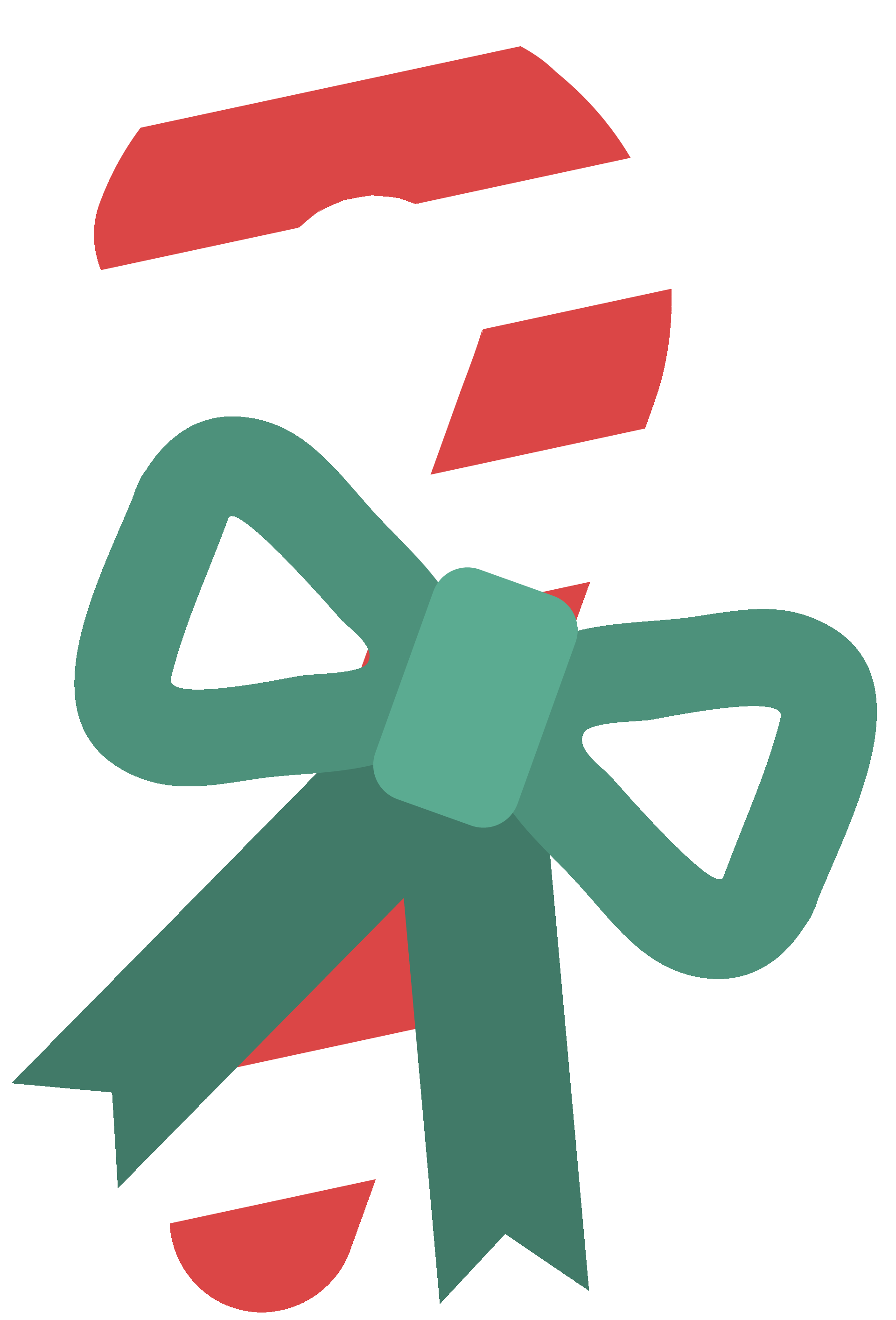 a candy cane with a bow