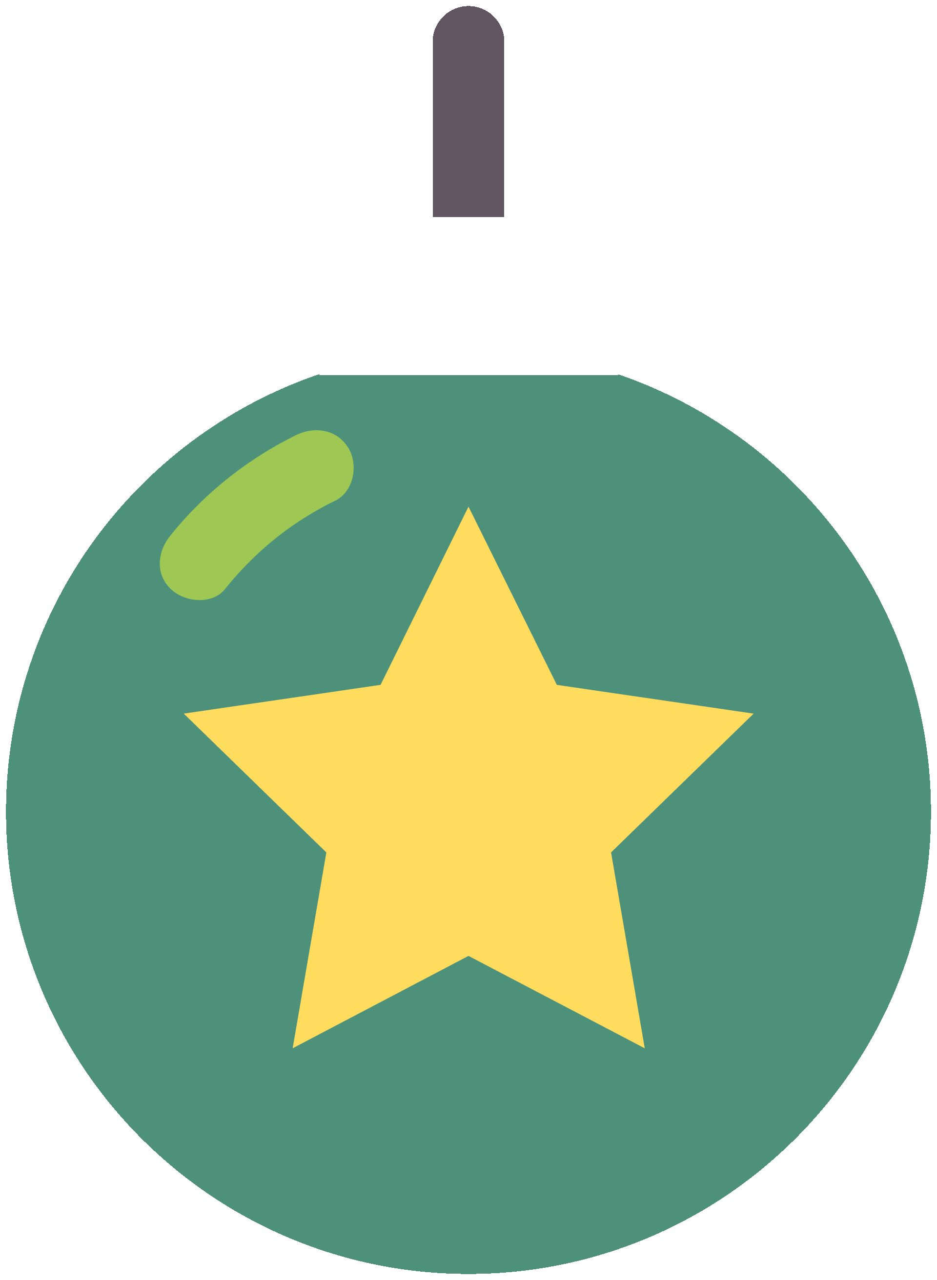 a green and yellow christmas ornament