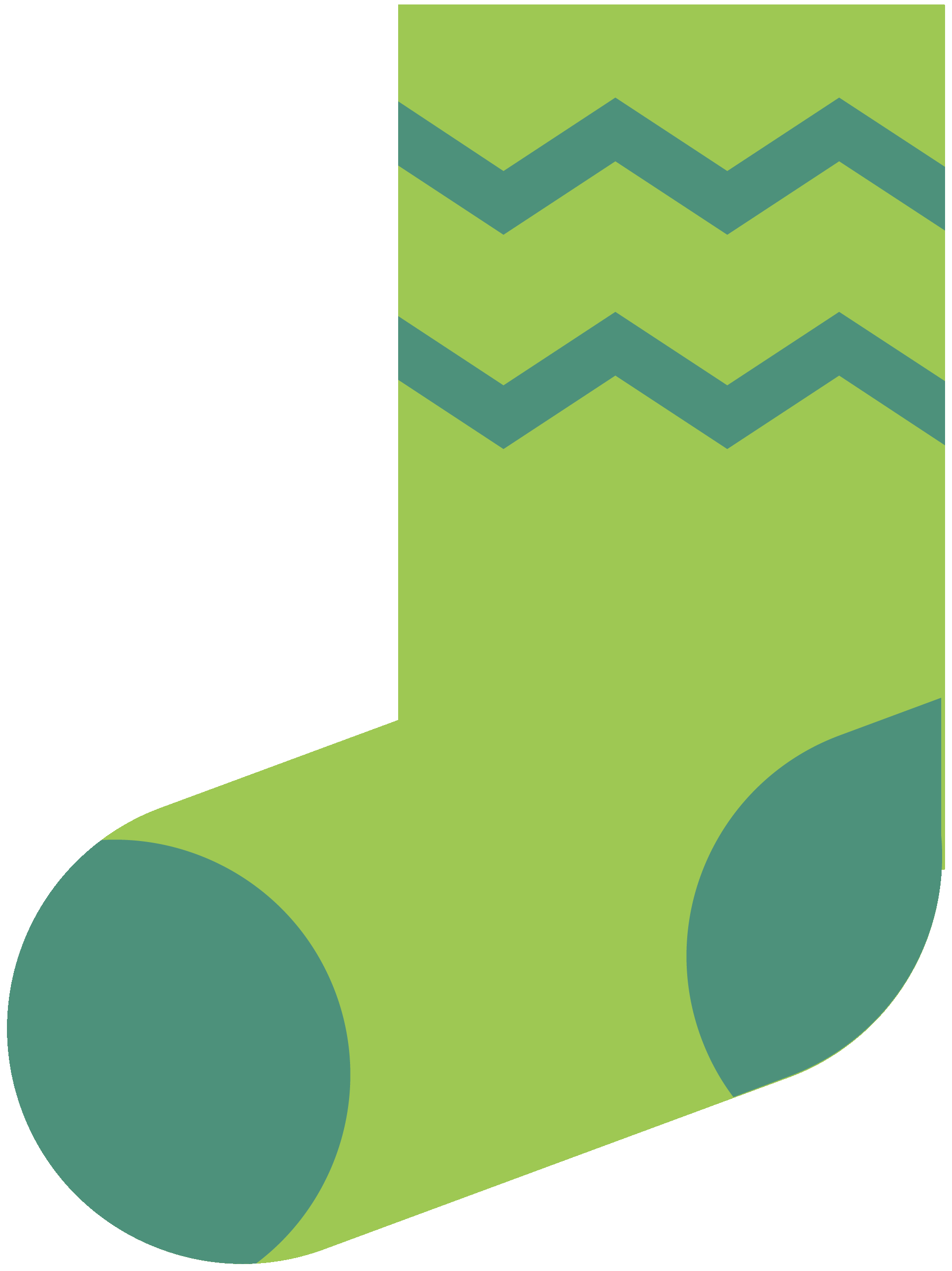 a green and blue sock